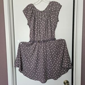 Lauren Conrad Purple and White Polka Dot Dress with pockets and Belt